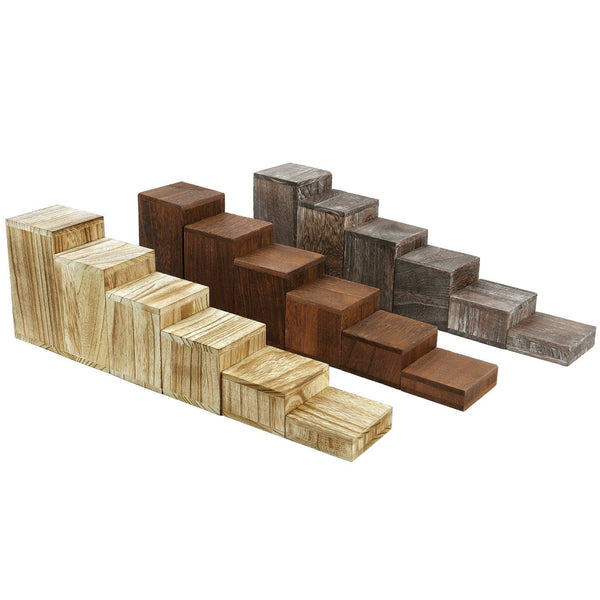 #DPW514-BR Wooden 6 Pcs Square Risers Display, Brown Color