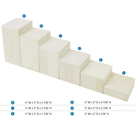 #DPW514-WH 6 Pcs Wooden Square Risers for Jewelry Display Stand