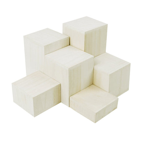 #DPW514-WH 6 Pcs Wooden Square Risers for Jewelry Display Stand