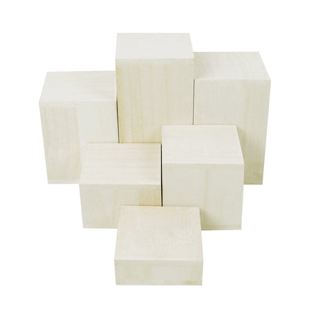 #DPW514-WH 6 Pcs Wooden Square Risers for Jewelry Display Stand