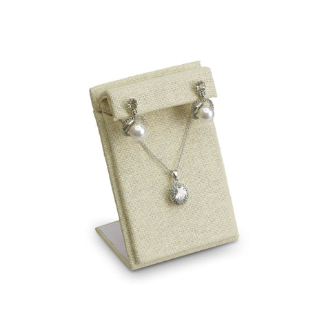 Beige Linen Large Earring Display-Nile Corp