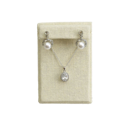 Beige Linen Large Earring Display-Nile Corp