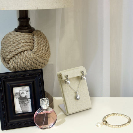 Beige Linen Large Earring Display-Nile Corp