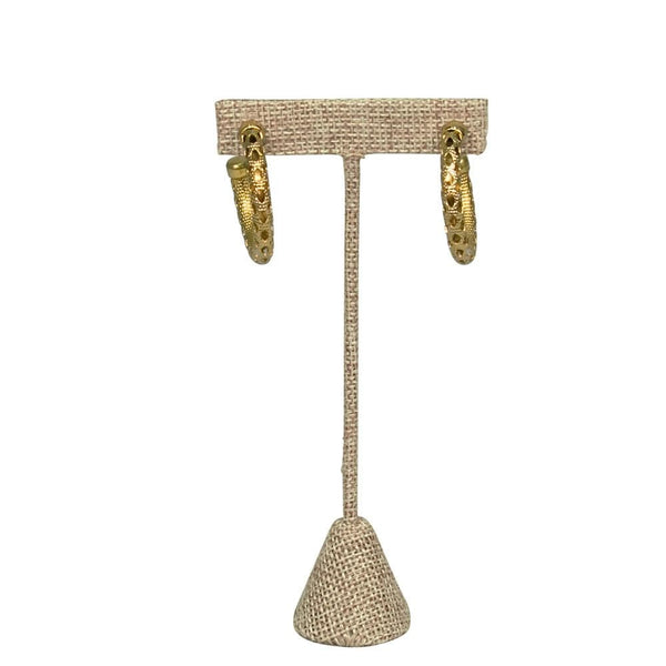 Medium "T" Shape Earring Stand Burlap Linen-Nile Corp