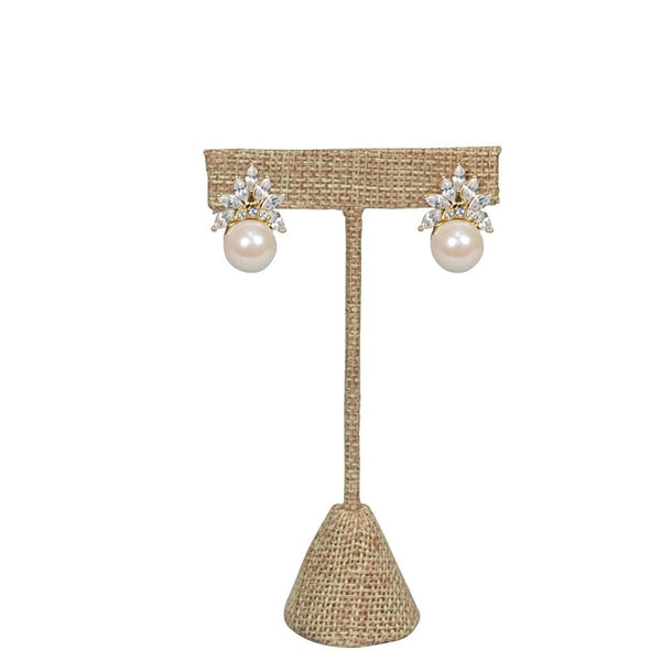 Small "T" Shape Earring Stand Burlap Linen -Nile Corp