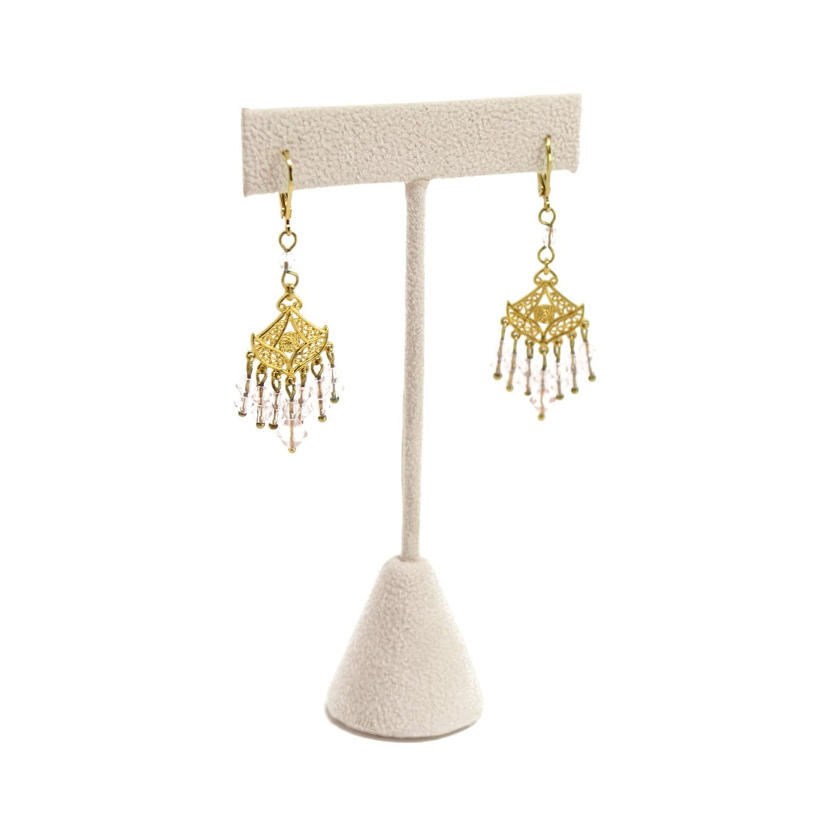 #ED-2403Q-BE "T" Earring Stands, Beige, 4 3/4”H