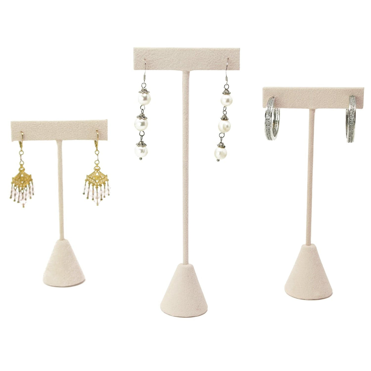 #ED-2403Q-BE "T" Earring Stands, Beige, 4 3/4”H