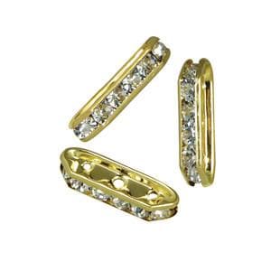 Gold-Silver Rhinestone Trapezium Spacer 16 x 5mm