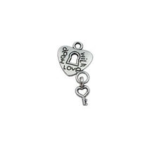 Pewter Heart and Key Charm-Nile Corp
