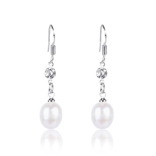 Fresh Water Pearls and Rhinestone Earrings-Nile Corp