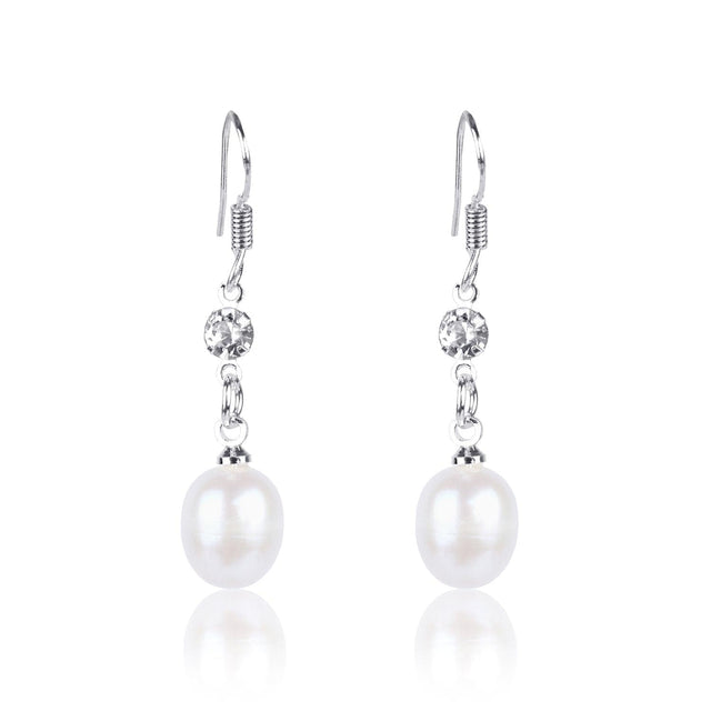 Fresh Water Pearls and Rhinestone Earrings-Nile Corp
