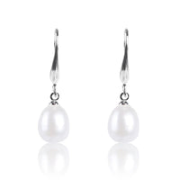 #GIF-P0501E Silver Plated 8mm Drop Freshwater Cultured Pearl Earrings