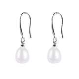 #GIF-P0501E Silver Plated 8mm Drop Freshwater Cultured Pearl Earrings