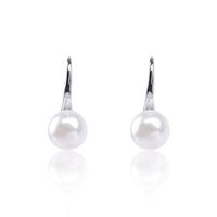 #GIF-P0509E Silver Plated Button Freshwater Cultured Pearl Earrings