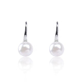 #GIF-P0509E Silver Plated Button Freshwater Cultured Pearl Earrings