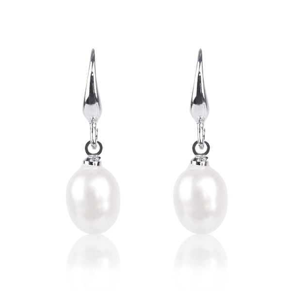 #GIF-P0510E Silver Plated Drop Freshwater Cultured Pearl earrings