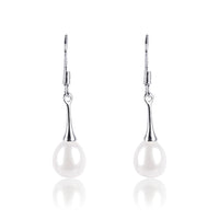 #GIF-P0512E Silver Plated 8mm Drop Freshwater Cultured Pearl Earrings