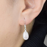 #GIF-P6506E Silver Plated Drop Freshwater Cultured Pearl Earrings