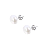 #GIF-6507E Silver Plated 7mm near round Freshwater Cultured Pearl Stud Earrings