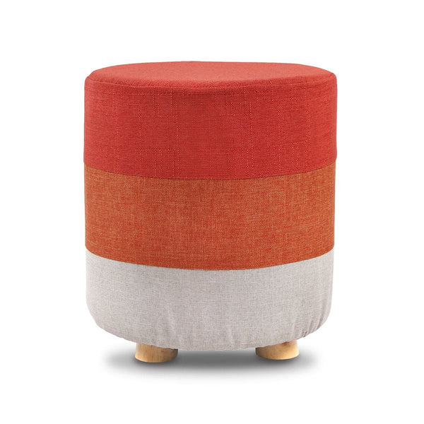 #HOM6420 Wooden Round Upholstered Footstool Footrest with Removable Colorful Polyester Cover