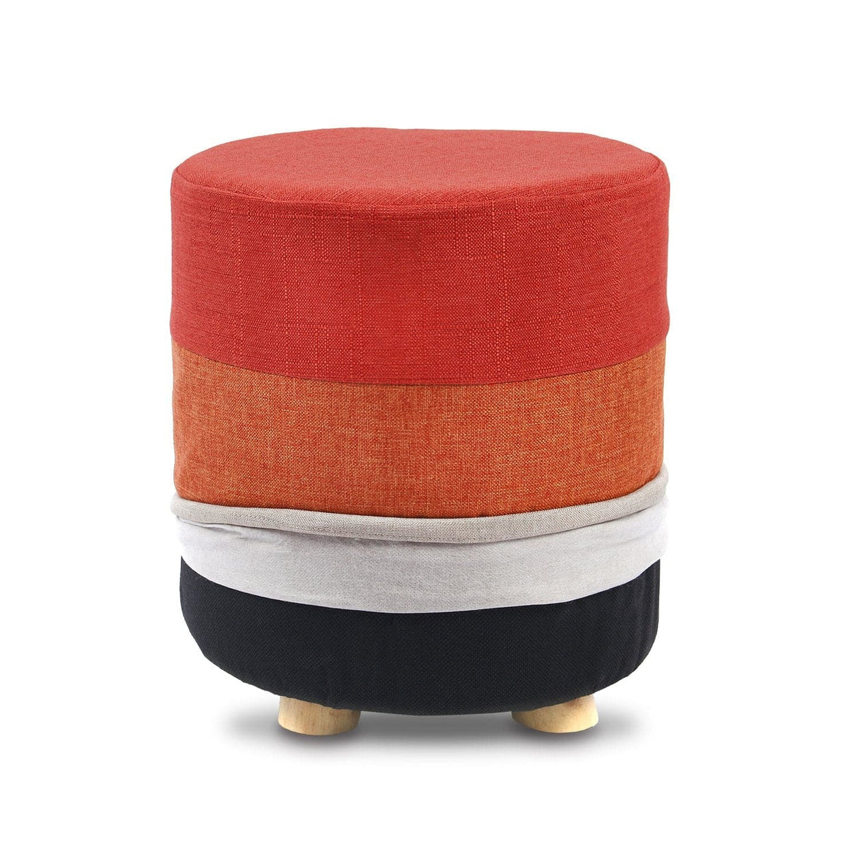 #HOM6420 Wooden Round Upholstered Footstool Footrest with Removable Colorful Polyester Cover