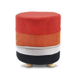 #HOM6420 Wooden Round Upholstered Footstool Footrest with Removable Colorful Polyester Cover
