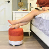 #HOM6420 Wooden Round Upholstered Footstool Footrest with Removable Colorful Polyester Cover
