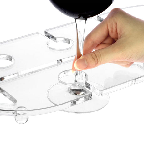 #HW336 Wall Mounted Clear Acrylic Wine Glasses Tray Shelf Rack with Cutout Handles for 6 Glasses
