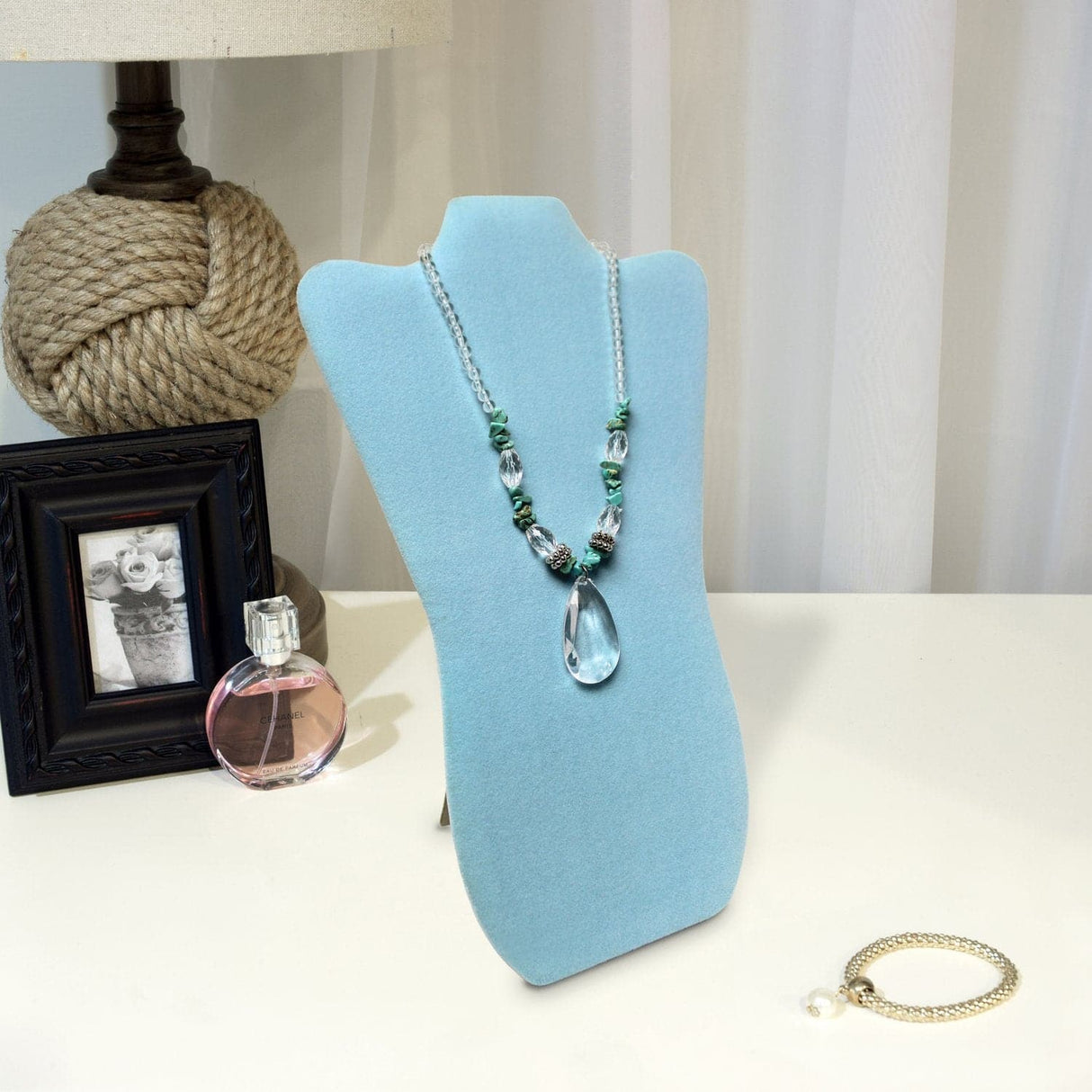 Deluxe Velvet Necklace Display. Blue or Pink-Nile Corp