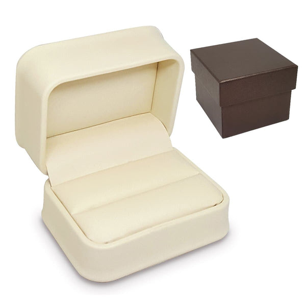 #JLR5-L32 Cream Faux Leather Double Ring Box