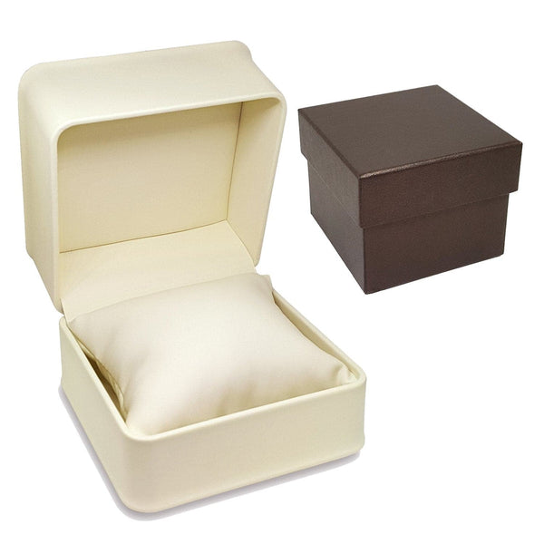 #JLW8-L32 Cream Faux Leather Pillow Bracelet/Watch Box
