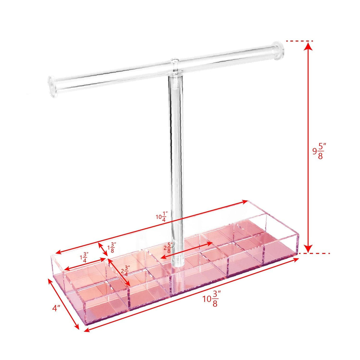 #JWY429-PK Acrylic Rose Gold Mirror Base T-bar Jewelry Display