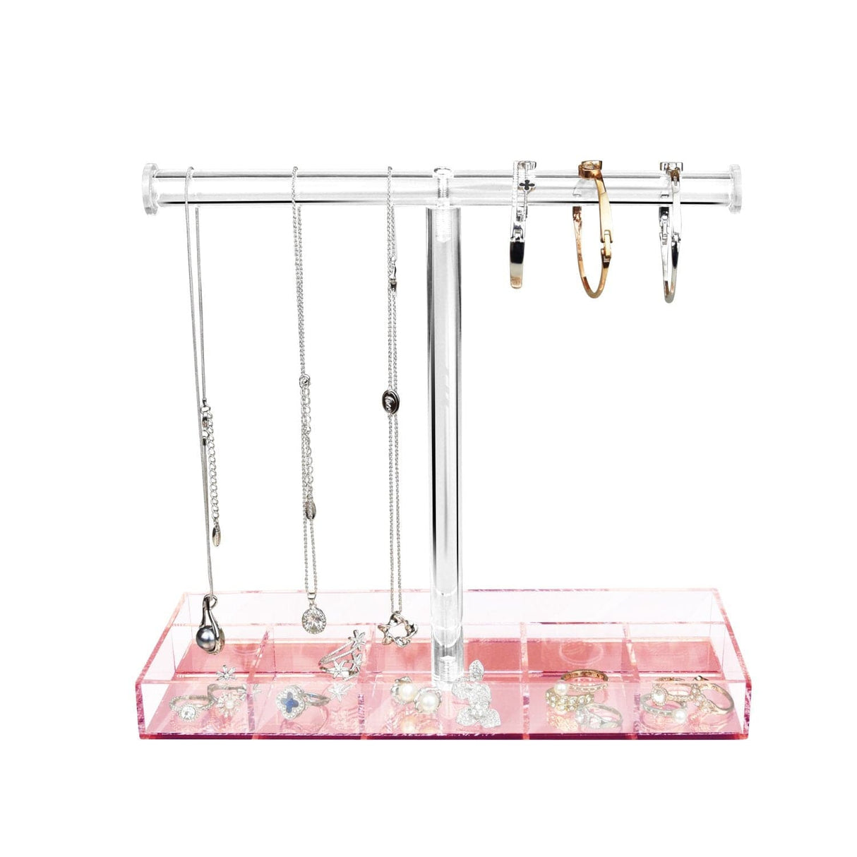 #JWY429-PK Acrylic Rose Gold Mirror Base T-bar Jewelry Display
