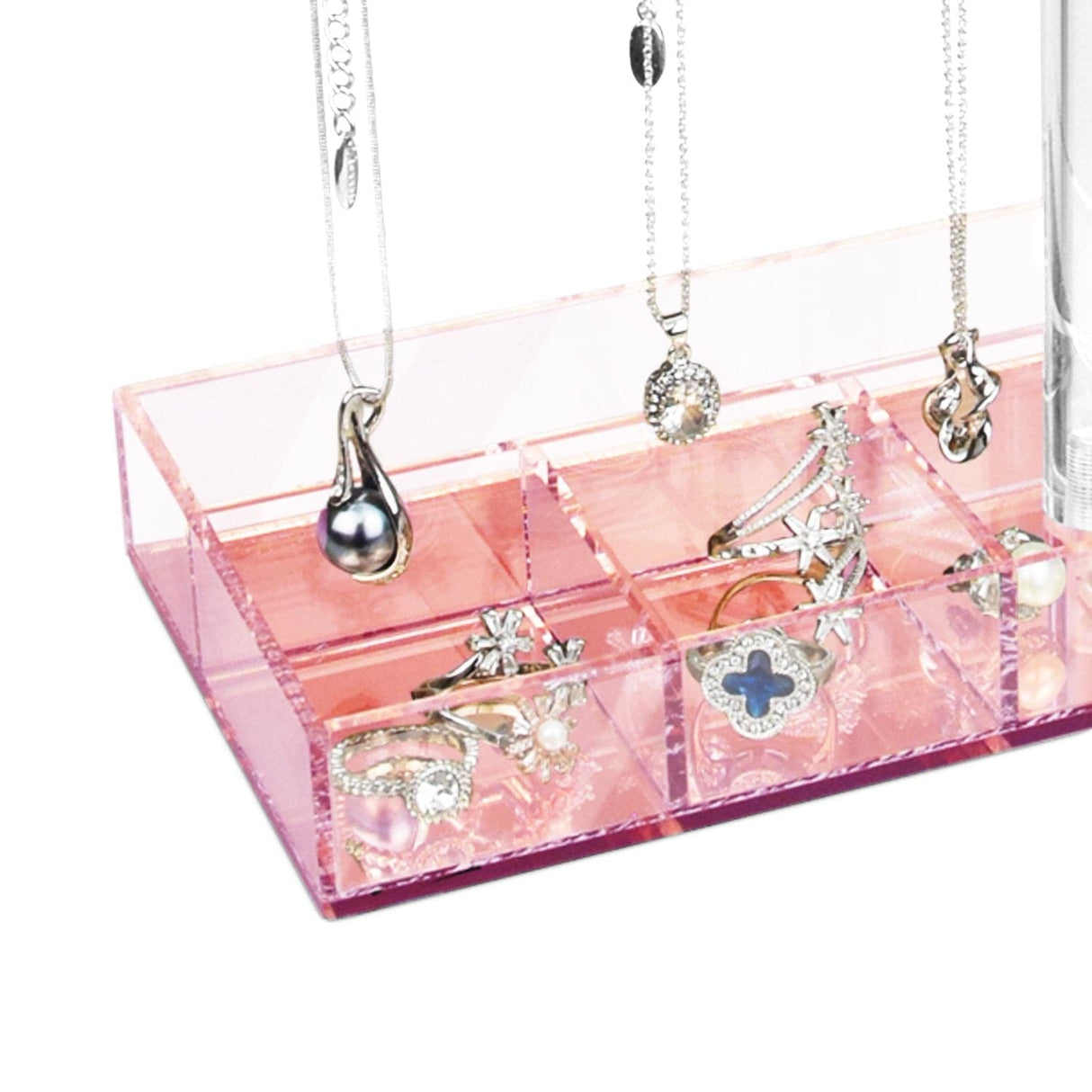 #JWY429-PK Acrylic Rose Gold Mirror Base T-bar Jewelry Display