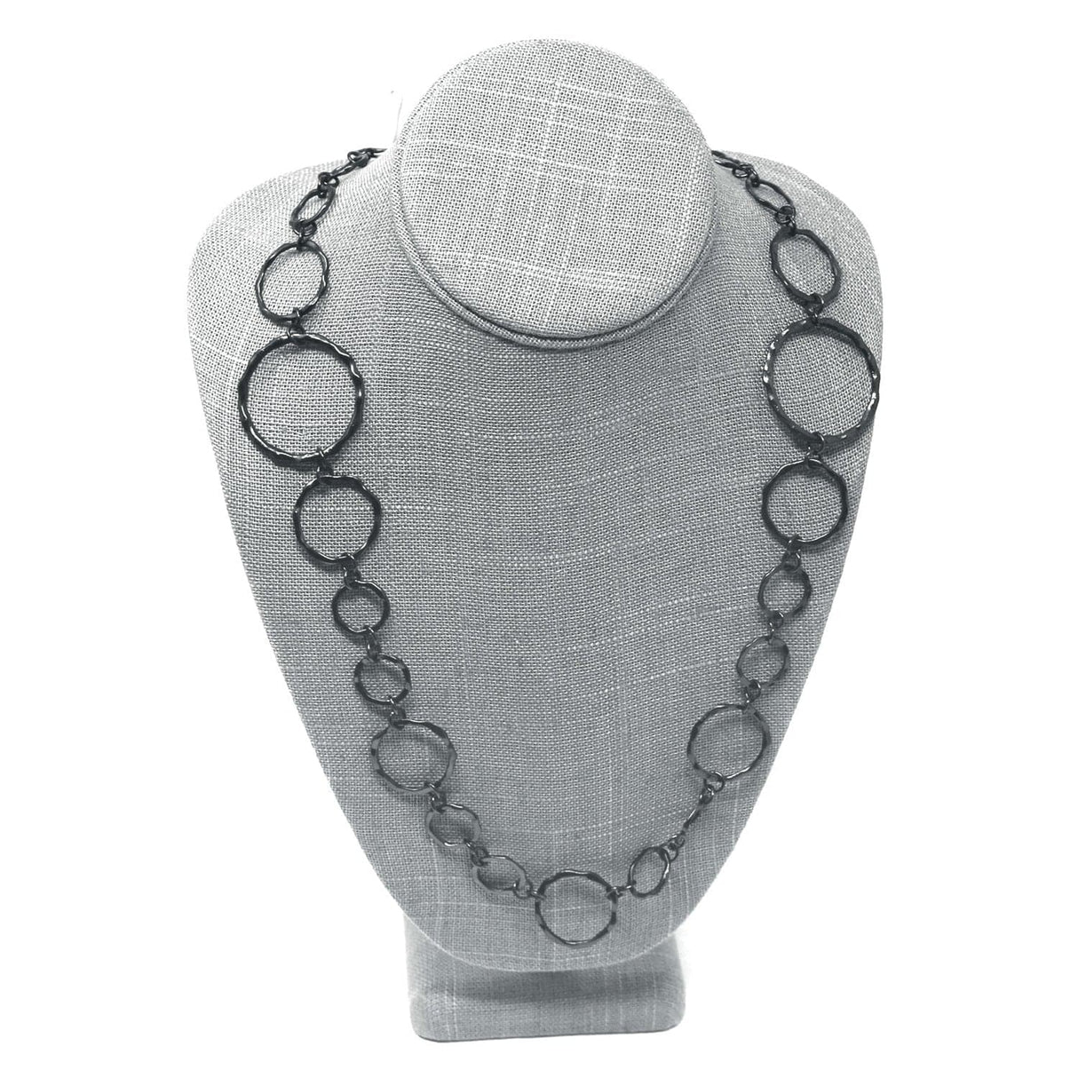 #ND-1892N-N21 Gray Burlap Linen Necklace Display Bust