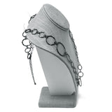 #ND-1892N-N21 Gray Burlap Linen Necklace Display Bust