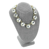 #ND-1896N-N21 Gray Burlap Linen Necklace Display Bust