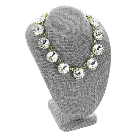 #ND-1896N-N21 Gray Burlap Linen Necklace Display Bust