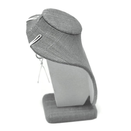 #ND-1896N-N21 Gray Burlap Linen Necklace Display Bust