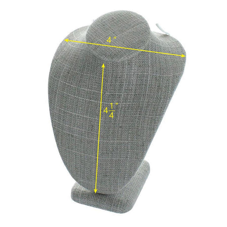 #ND-1896N-N21 Gray Burlap Linen Necklace Display Bust