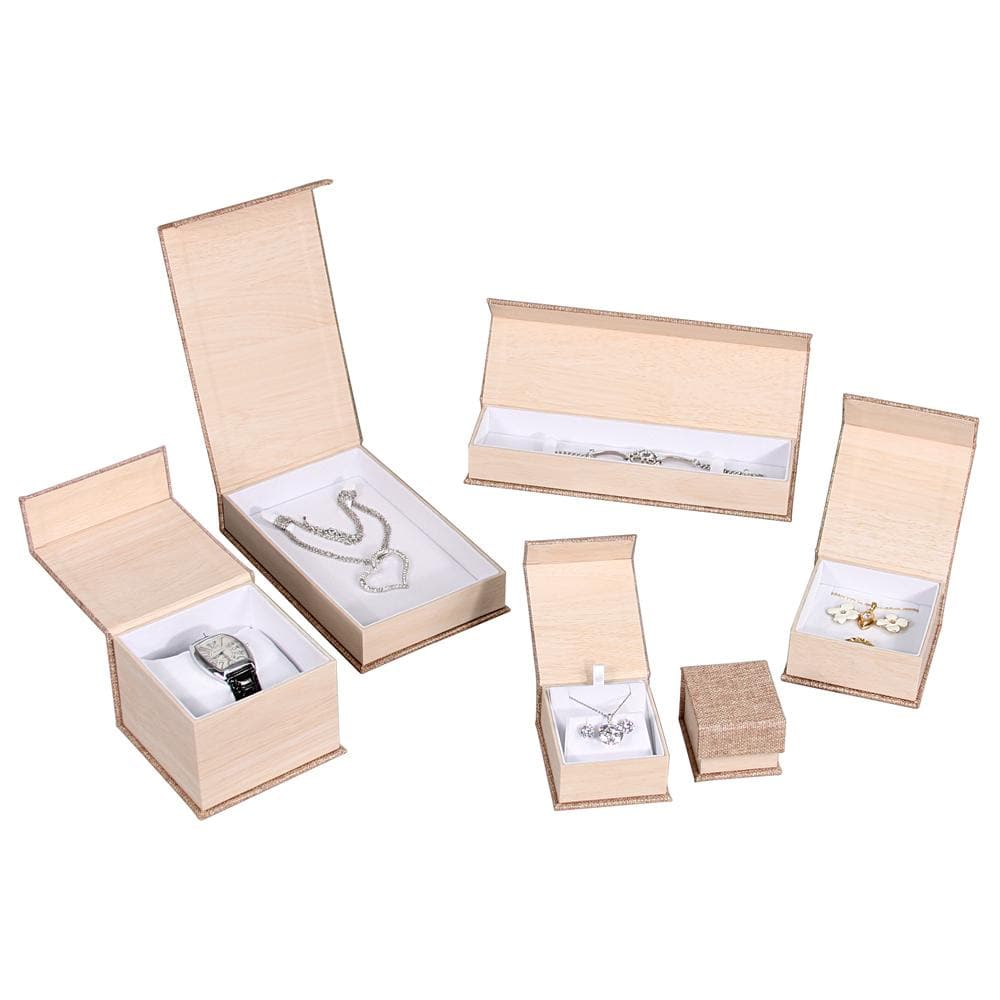 Deluxe Burlap Pendent /Earring Box -Nile Corp