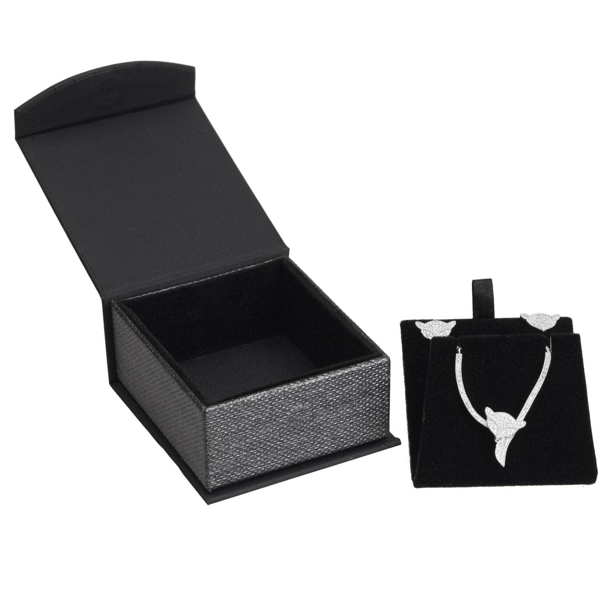 #PME4-M23 Elegant Mesh Gray Magnetic Pendant/Earring Jewelry Boxes