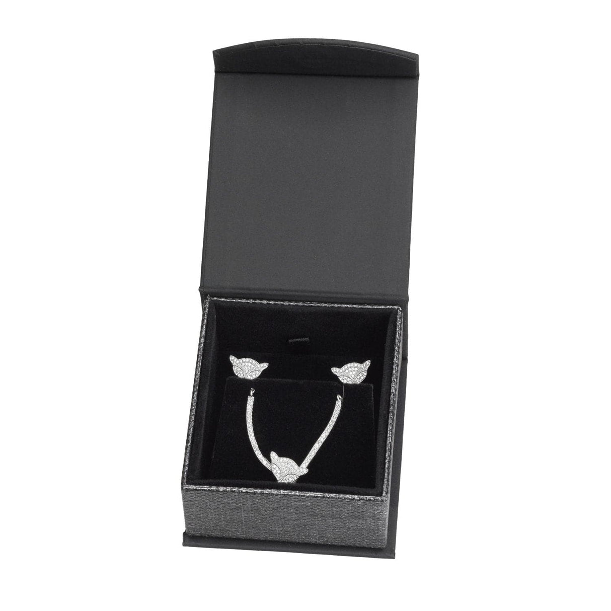 #PME4-M23 Elegant Mesh Gray Magnetic Pendant/Earring Jewelry Boxes