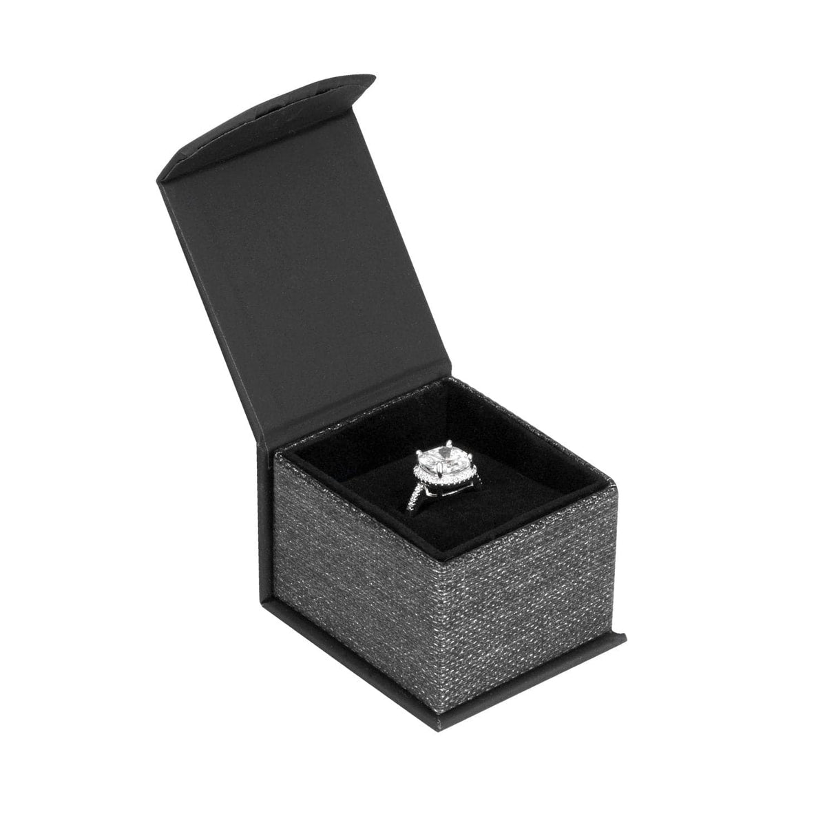 #PMR3-M23 Elegant Mesh Gray Magnetic Ring Boxes