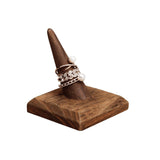 #WDT321R-BRx4 Wooden Ring Holder Stand 4 Pcs Set, Brown Color