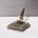 #WDT321R-CFx4 Wooden Ring Holder Stand 4 Pcs Set, Coffee Color