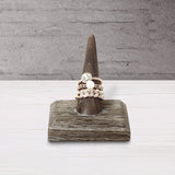 #WDT321R-CFx4 Wooden Ring Holder Stand 4 Pcs Set, Coffee Color