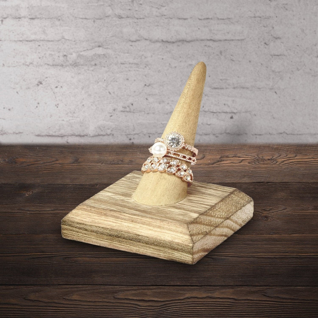 #WDT321R-OKx4 Single Antique Wood Ring Display