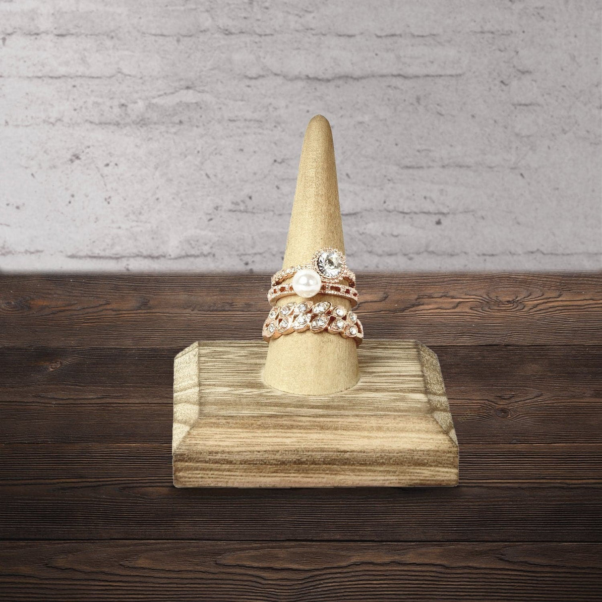 #WDT321R-OKx4 Single Antique Wood Ring Display