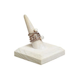 #WDT321R-WHx4 Antique White Wooden Finger Single Ring Holder Stand
